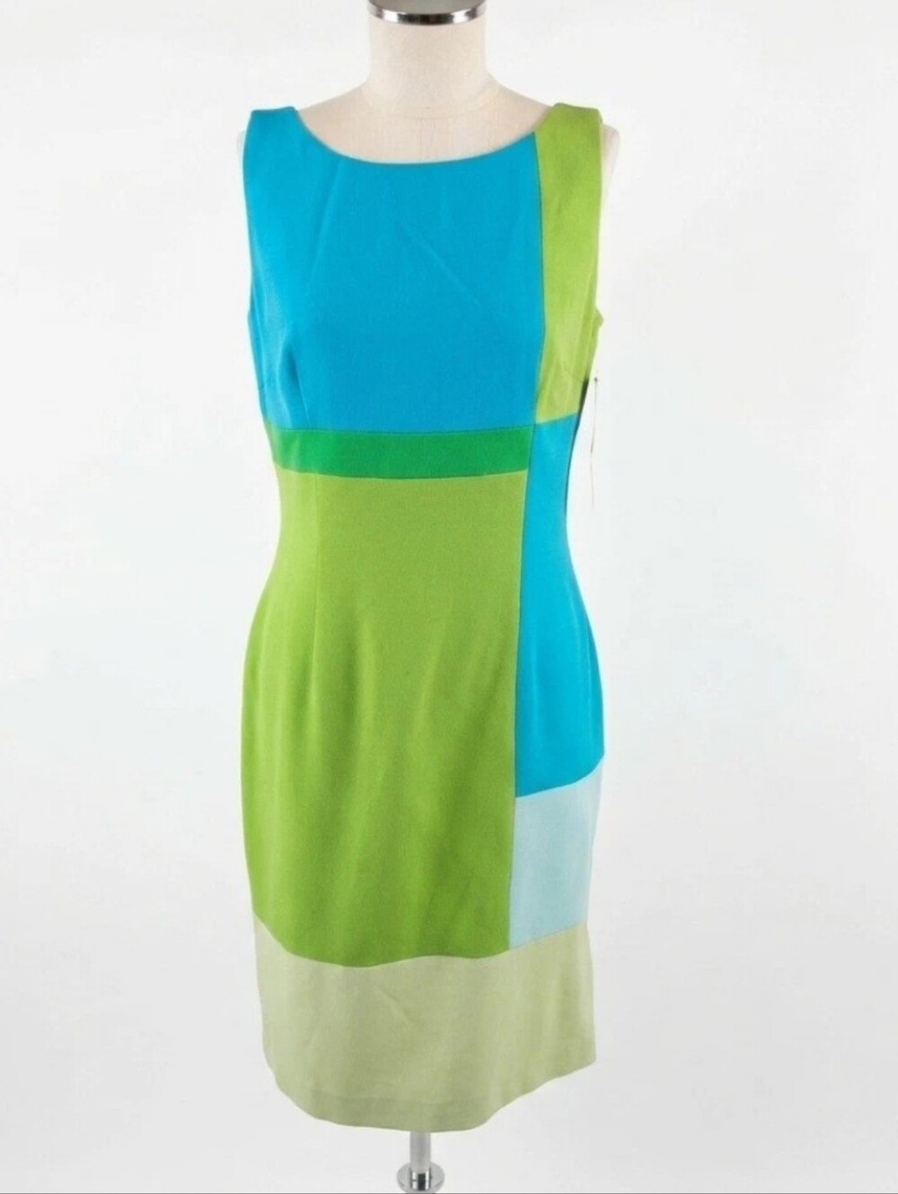NWT Vintage Maggy London Women's Colorblock Sheath Knee Length Dress Size 4